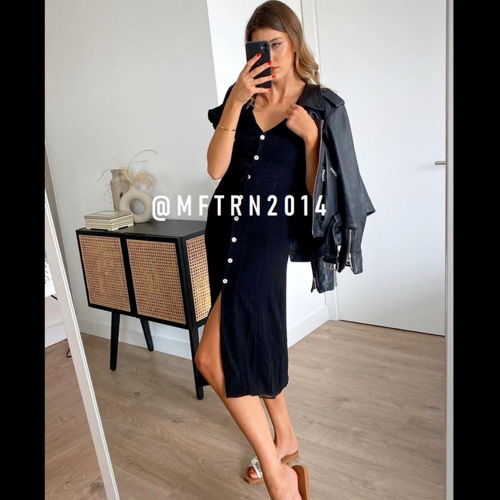 ZARA V-Neck Dress with Ruffled Trim